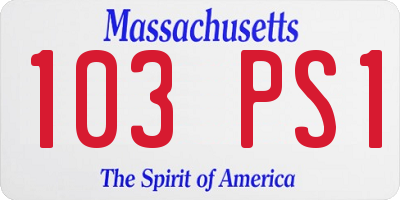 MA license plate 103PS1