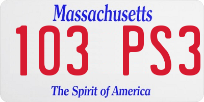 MA license plate 103PS3