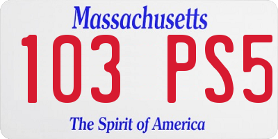 MA license plate 103PS5