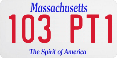 MA license plate 103PT1