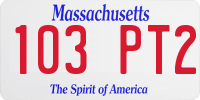 MA license plate 103PT2