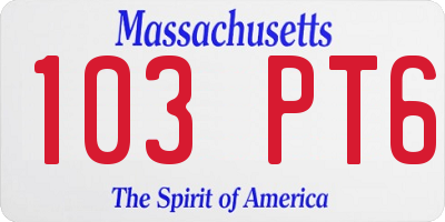 MA license plate 103PT6