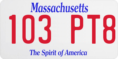 MA license plate 103PT8