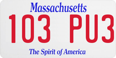 MA license plate 103PU3