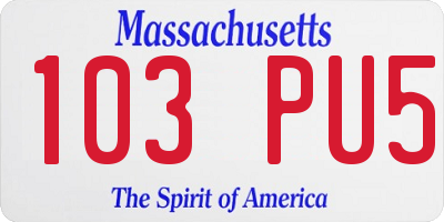 MA license plate 103PU5