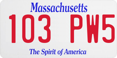 MA license plate 103PW5