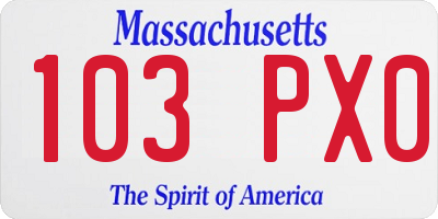 MA license plate 103PX0
