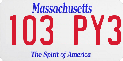 MA license plate 103PY3