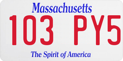 MA license plate 103PY5