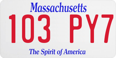 MA license plate 103PY7