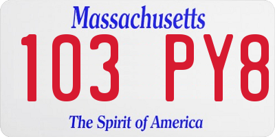MA license plate 103PY8