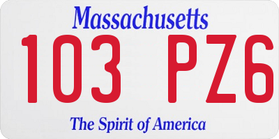 MA license plate 103PZ6