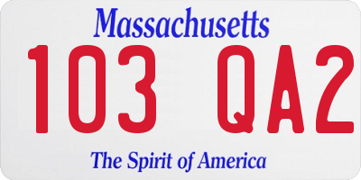 MA license plate 103QA2