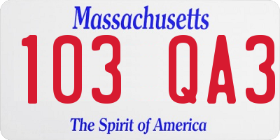 MA license plate 103QA3