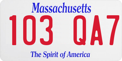 MA license plate 103QA7