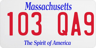 MA license plate 103QA9