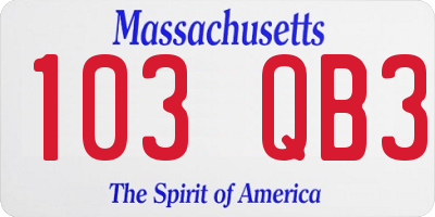 MA license plate 103QB3