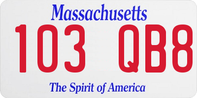 MA license plate 103QB8