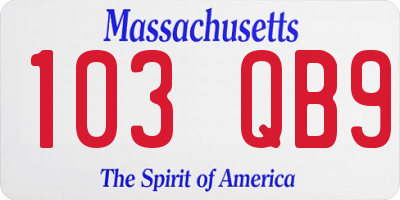 MA license plate 103QB9