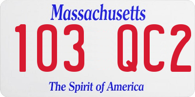 MA license plate 103QC2