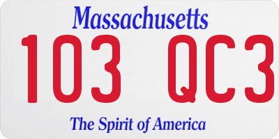 MA license plate 103QC3