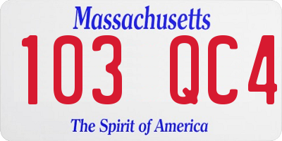 MA license plate 103QC4
