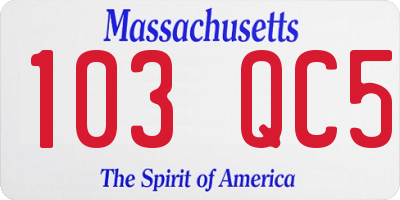 MA license plate 103QC5