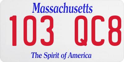 MA license plate 103QC8