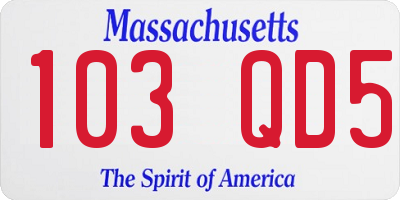MA license plate 103QD5