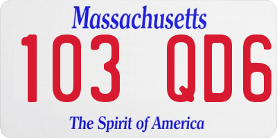 MA license plate 103QD6