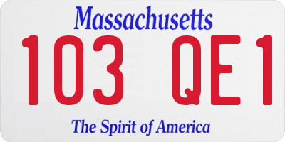 MA license plate 103QE1