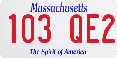 MA license plate 103QE2