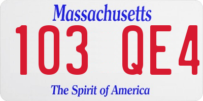 MA license plate 103QE4