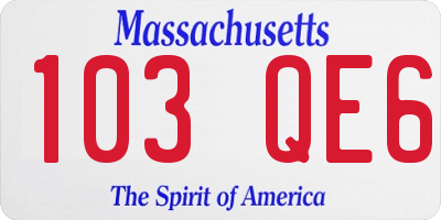 MA license plate 103QE6