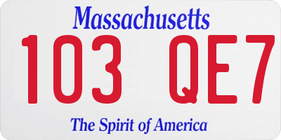 MA license plate 103QE7