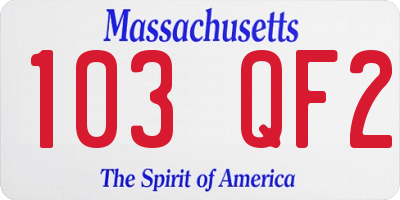 MA license plate 103QF2