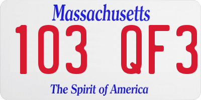 MA license plate 103QF3