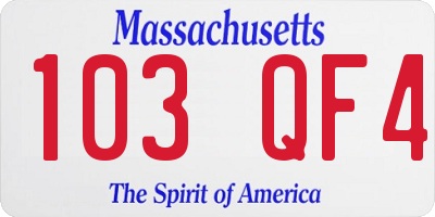 MA license plate 103QF4
