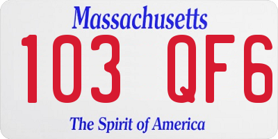MA license plate 103QF6