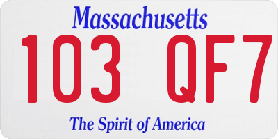 MA license plate 103QF7
