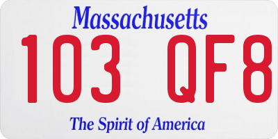 MA license plate 103QF8