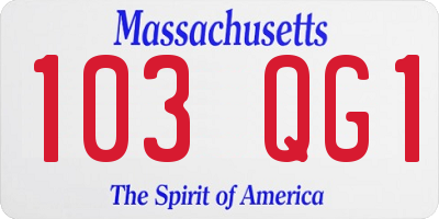 MA license plate 103QG1