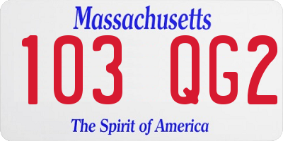 MA license plate 103QG2