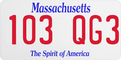 MA license plate 103QG3