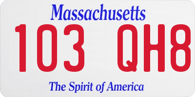 MA license plate 103QH8
