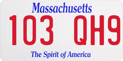MA license plate 103QH9