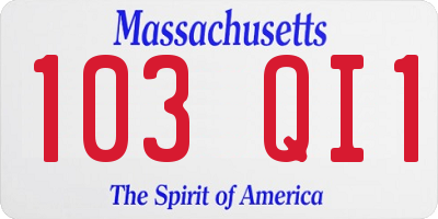 MA license plate 103QI1