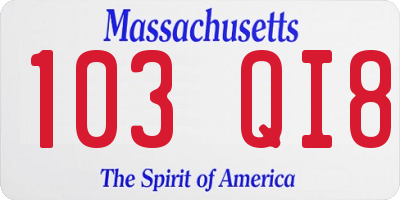 MA license plate 103QI8