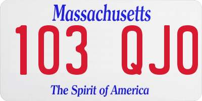 MA license plate 103QJ0