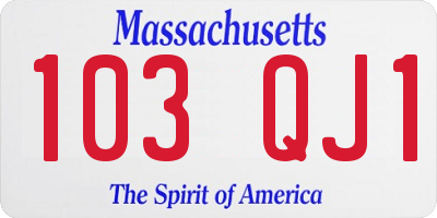 MA license plate 103QJ1